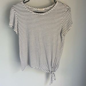 Olivia Rae Black and White Striped Tie Tee Shirt